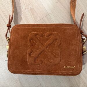 Off-White Chestnut Brown Fine Leather Crossbody Medium Camera Bag